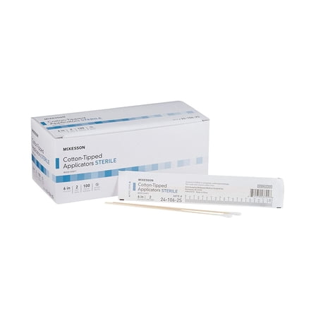 Cotton Tipped Applicator,  Long Sterile Medical Swabs, Individually Wrapped, Wood Shaft