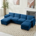 thumbnail image 4 of LOYALICE 115" Cozy Oversized Corduroy Modular Sectional Sofa U Shaped 6 Seat Couch with Movable Ottoman & Chaise for Living Room Bedroom, Navy, 4 of 10