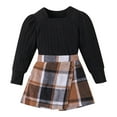 thumbnail image 6 of Fsqjgq 4T Girl Clothes Fall Trendy Girls Clothes Girl Skirt Sets 2 Piece Outfits Square Neck Jacquard Puff Sleeve Tops Plaid Mini Skirt Shorts Fall Winter Clothes Baby Girl Outfit Set Size 100, 6 of 7