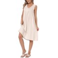 thumbnail image 4 of INSPIRE CHIC Pleated Dress for Women's Summer Casual 2025 Sleeveless Midi Swing Tank Sundress V Neck Dresses XL Beige, 4 of 6