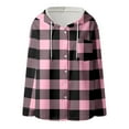 thumbnail image 5 of Arlun Flannel Jackets for Women Trendy Lined Button down Plaid Shacket Long Sleeve Hooded Jackets Loose Fit Comfortable Warm Oversized 2025 Fashion Fall Winter Coats Pink XXXL, 5 of 5