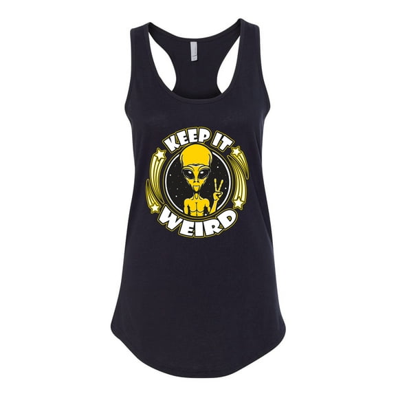 Wild Bobby Keep It Weird Alien Women Racerback Tank Top