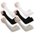 thumbnail image 1 of 6 pares de mangas de protección solar de seda helada con protección UV para el brazo, mangas refrescantes para verano al aire libre (blanco, negro y gris), 1 of 6