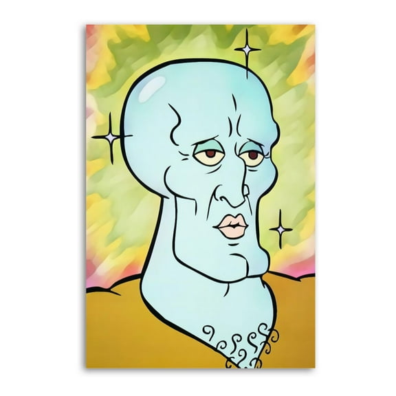 Funny Handsome Squidward Print Photo Art Painting Canvas Poster Home Decorative Bedroom Modern Decor Posters Gifts 16x24inch(40x60cm)
