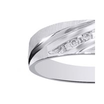 AFFY White Natural Diamond Accent Wedding Band Ring In 10k White Gold (0.07 Cttw)