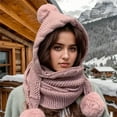 thumbnail image 6 of Thicken Knit Ushanka Neck Gaiter Furry Lining Thicken Neck Warmer Knit Scarf for Cold Weather Insulated Hat, 6 of 9