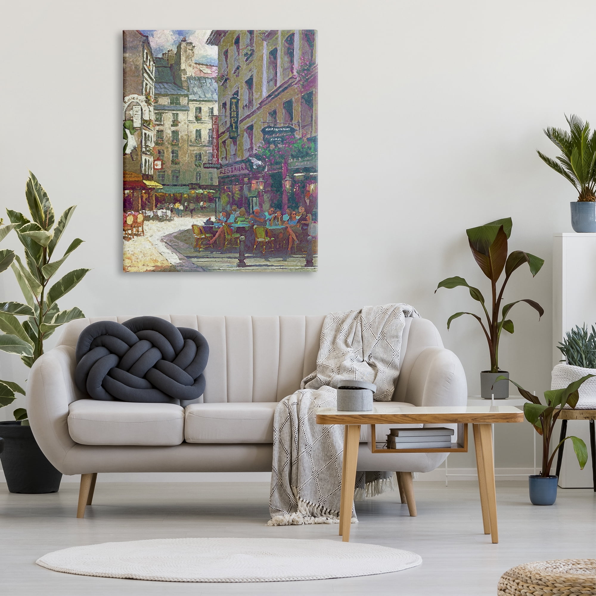 Stupell Industries Paris Cafe Street Town & City Painting Gallery Wrapped Canvas Art Print Wall Art, 36 x 48