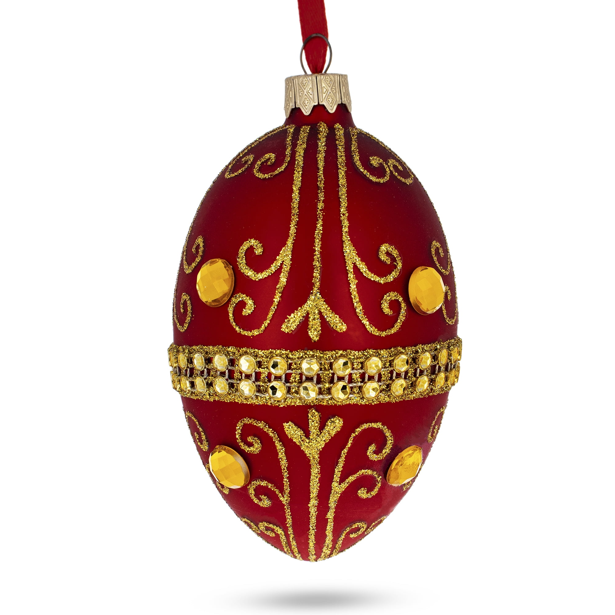 BestPysanky Jeweled Red Glass Egg Ornament