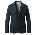thumbnail image 4 of Tiweut Casual Denim Jackets Mens Mens Lapel Long Sleeve Slim Fit Suit Style Cuffs Coat with Pocketst Blouses Dark Blue,2XL, 4 of 4