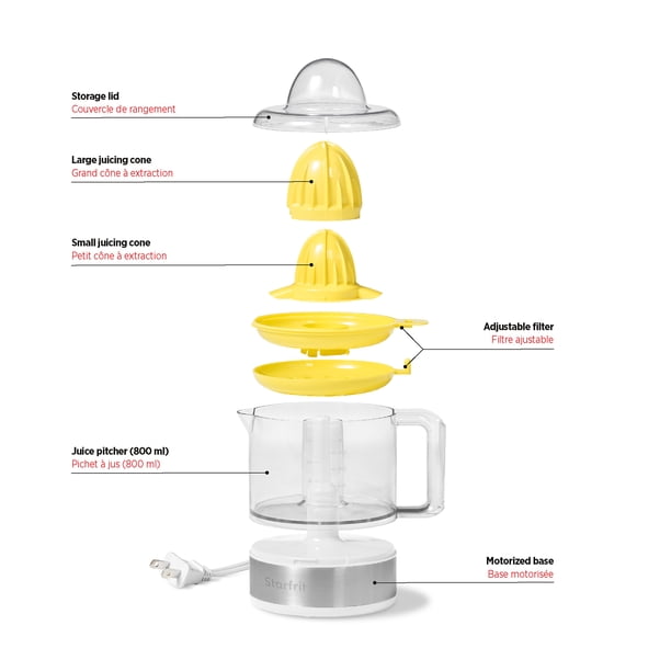 Starfrit Electric Citrus Juicer, 800ml, 2 Size Juicing Cones, Auto