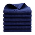 thumbnail image 2 of Cotton Waffle Weave Kitchen Dish Cloths, 6-Pack, Dark Blue | 12 x 12 Inches, Ultra Soft Absorbent Dish Towels, Quick Drying Dish Rags with Hanging Loop, 2 of 8