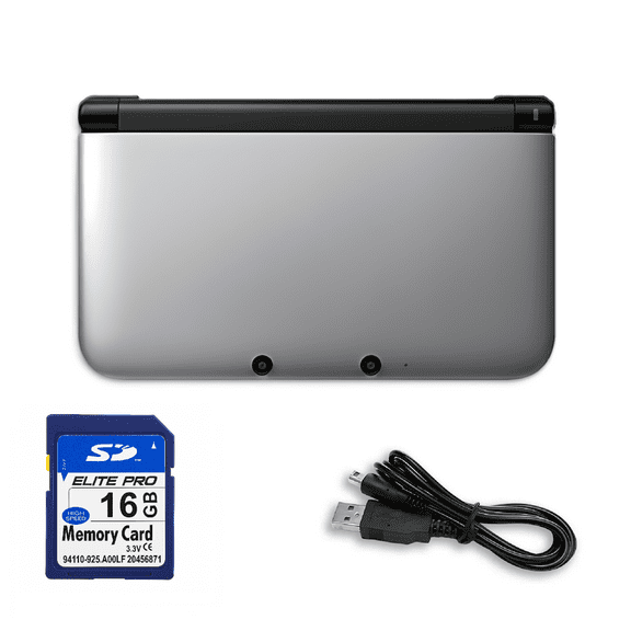 Restored Nintendo 3DS XL/LL Game Console with RetroFam 16GB Card, Silver/Black (Refurbished)