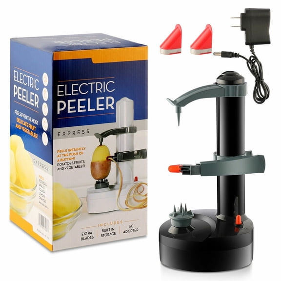 JIAN YA NA Electric Apple Peeler, Apple Potato Fruit Peeling Machine, Automatic Rotating Peeler for Fruit Vegetable (Black)