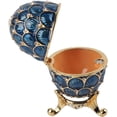 thumbnail image 2 of AVEKI Faberge Egg Trinket Box,Easter Egg Hinged Trinket Box with Scalelike Patterns Decorative Jewelry Box with Rhinestones Delicate Gift Display Ornament(Blue) 0516M, 2 of 8