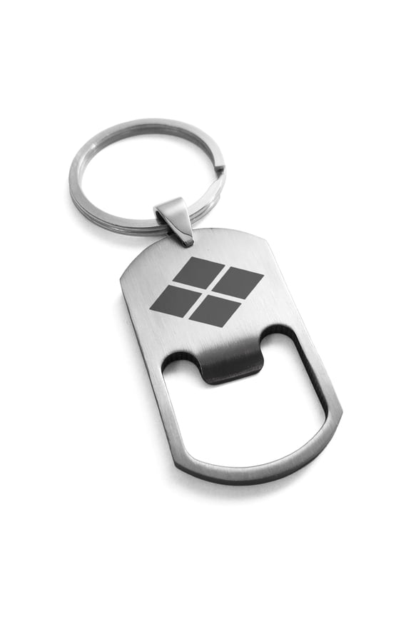 Stainless Steel Takeda Samurai Crest Engraved Bottle Opener Dog Tag Keychain Keyring