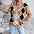 thumbnail image 5 of Suéter casual de rombos de estilo universitario de otoño e invierno europeo y americano para mujer, 5 of 5