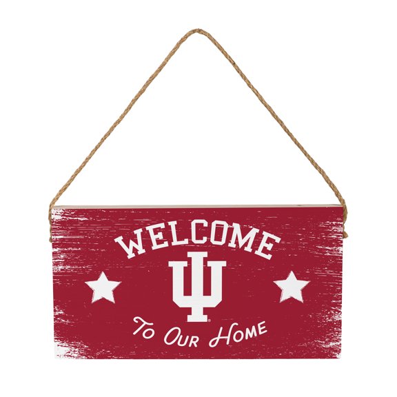 Indiana Hoosiers 6" x 11" Welcome Home Wood Wall Sign with Rope Hanger