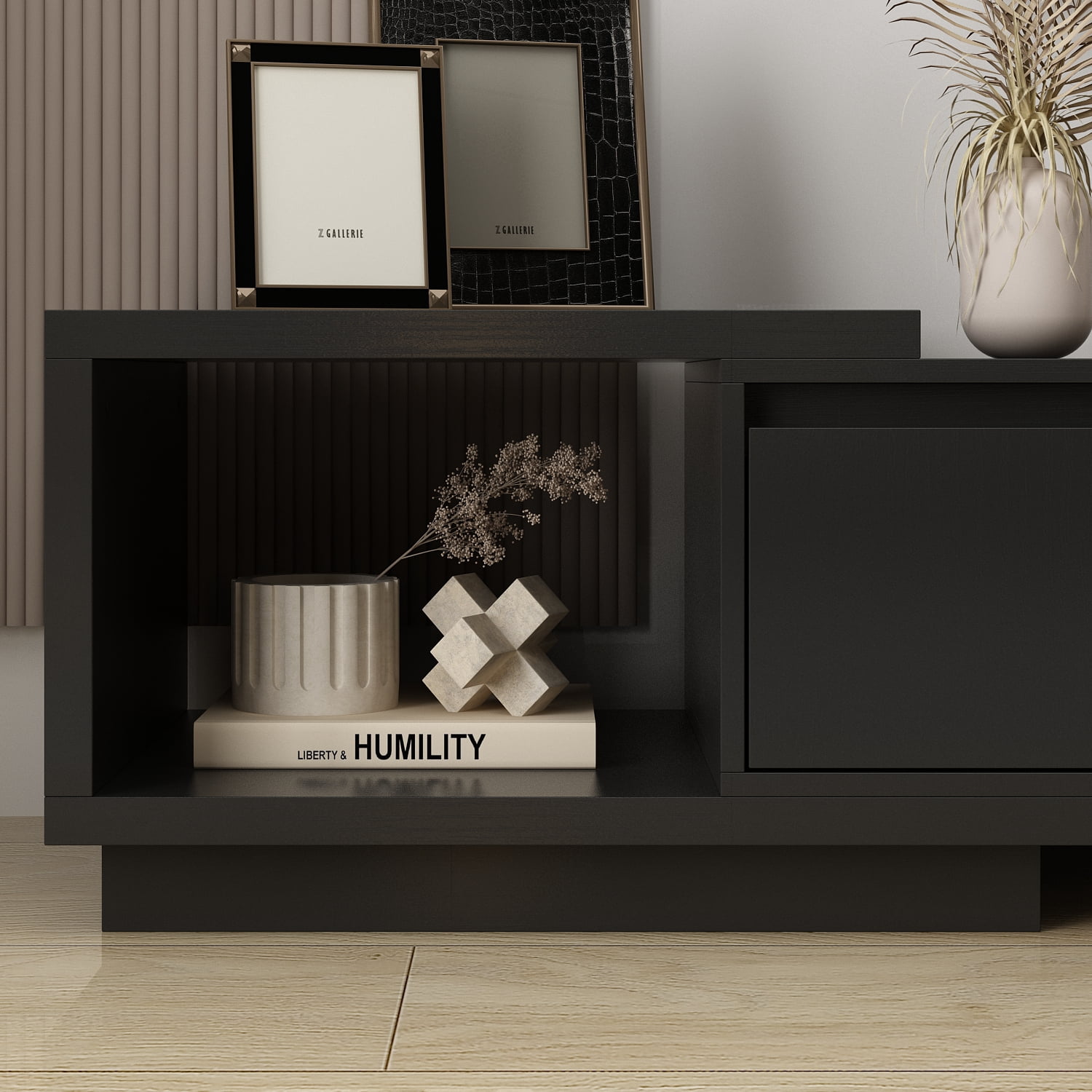 OXYLIFE 106.3 inch Extended TV Stand with Drawers, Entertainment Center for Living Room, Black