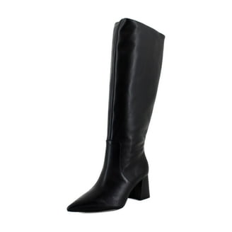 Jessica Simpson Knee High Block Heel Boots Samah Black Round Toe