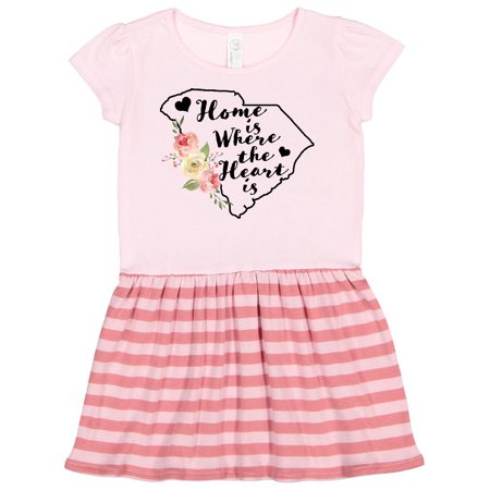 

Inktastic South Carolina Home is Where The Heart is with Watercolor Floral Gift Toddler Girl Dress