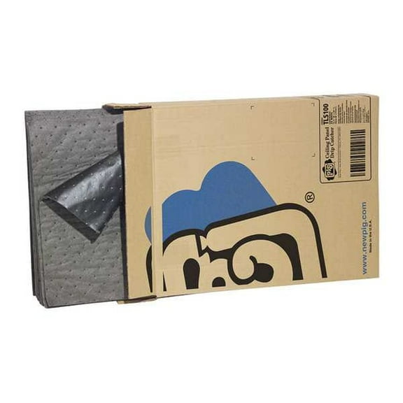 Pig Sorbent Pad, 4 gal, 15 1/2 in x 20 in, Universal, Gray, Polypropylene TLS100