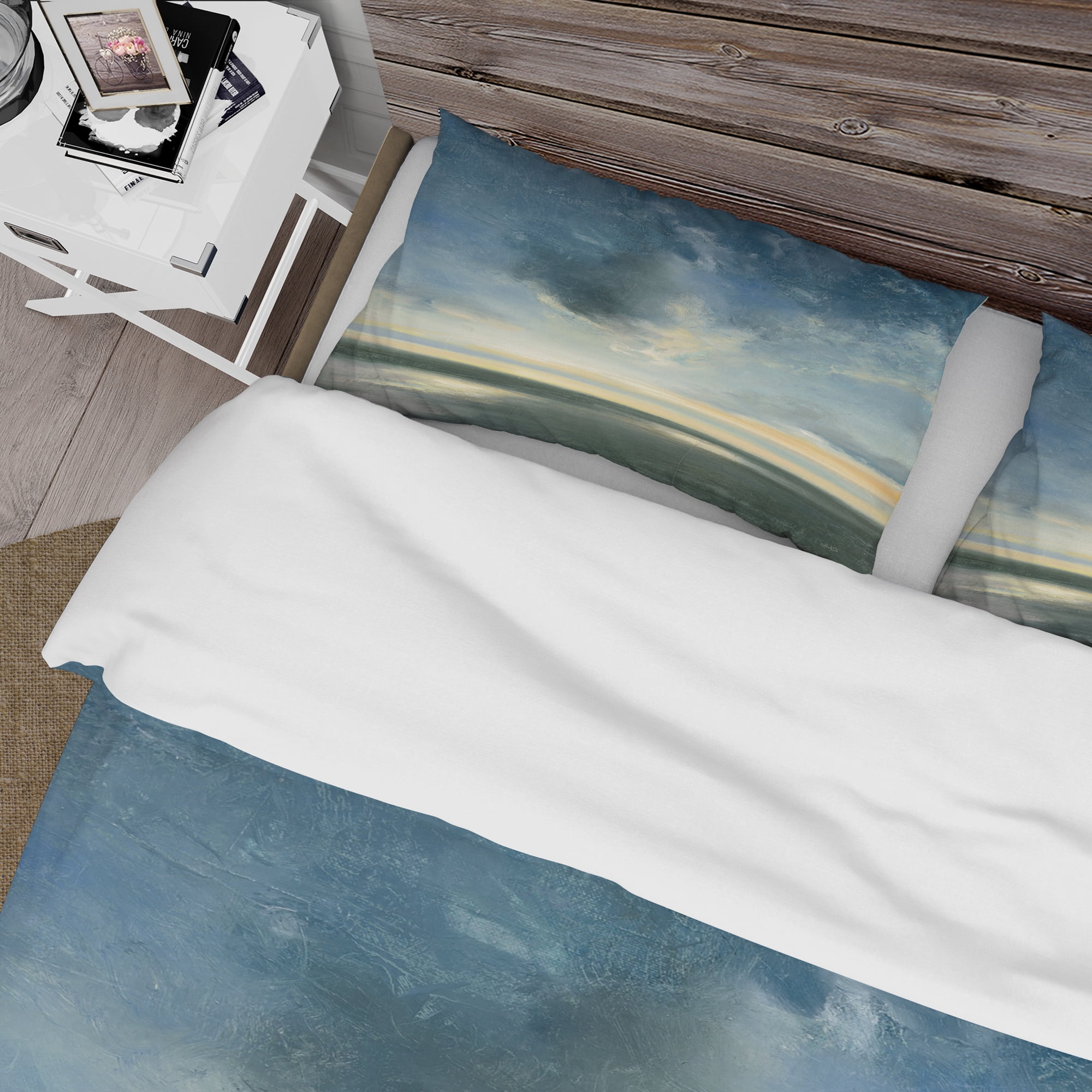 Designart 'Blue Coastal Sunrise' Cottage Duvet Cover Set