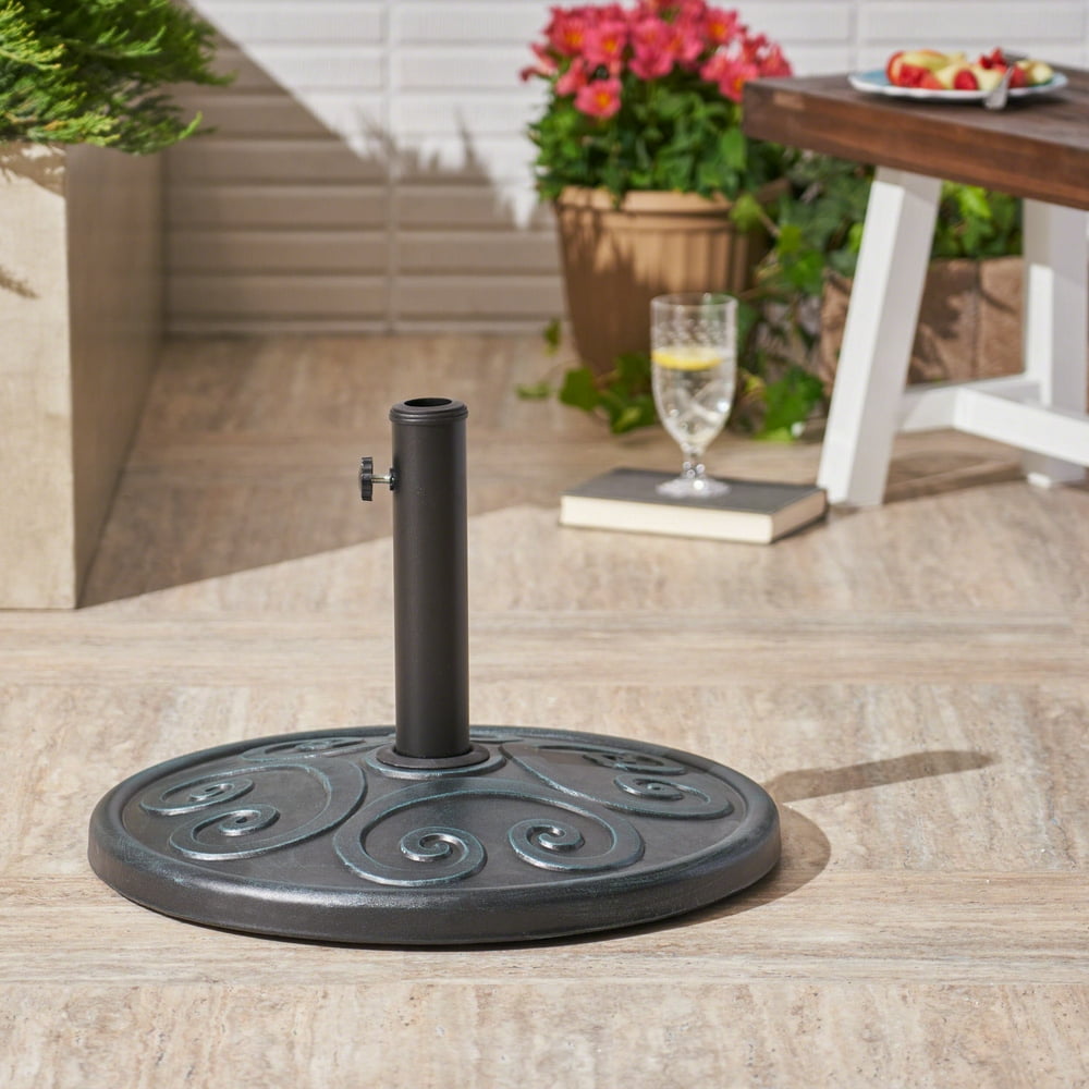 Andrews Outdoor 57lb Concrete Circular Umbrella Base, Weathered Bronze