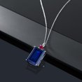 thumbnail image 4 of Gem Stone King 925 Sterling Silver Blue Created Sapphire and Red Created Ruby Pendant Necklace for Women (17.75 Cttw, Emerald Cut 18X13MM, With 18 inch Silver Chain), 4 of 4