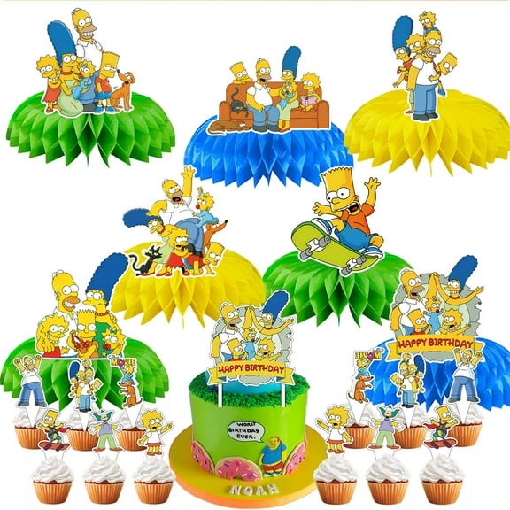 The Simpsons Party Decor Supplies Honeycomb Centerpieces Table Toppers Cake Toppers Decorations for Birthday