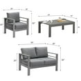 thumbnail image 6 of CozyHom 4 Seats Modern Outdoor Aluminum Furniture Sofa Set, All-Season Patio Metal Conversation Couch With Table And Cushions, Gray, 6 of 11