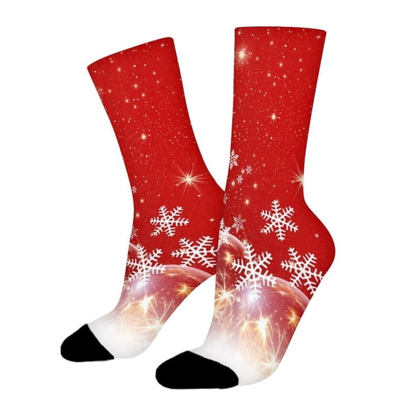 Snowflakes Christmas Festivals Funny Novelty Crew Socks for Women Men Sports
