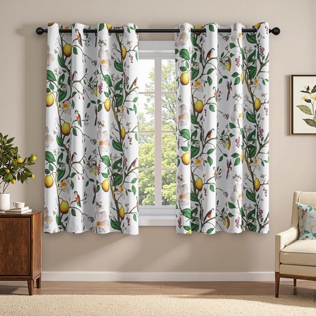 Cortinas opacas MYSKY HOME Floral, 160 x 160 cm, 2 paneles, color gris