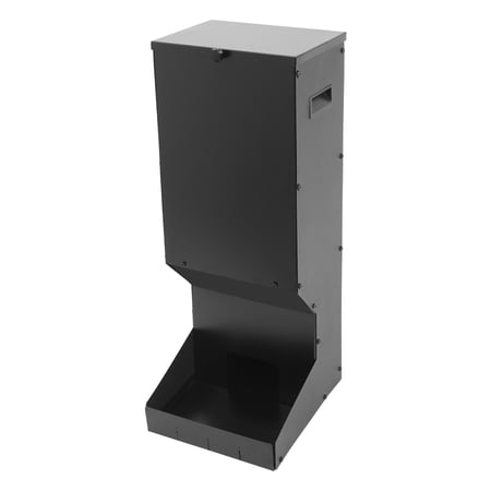 FOGGBET 11 Gallons Hanging Deer Feeder Automatic Capacity 11Gal 11*12*30 in Carbon Steel Deer Feeders Box Heavy Duty Feeding Dispensers with Waterproof Cover for Field and Farm Black