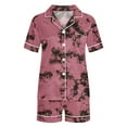 thumbnail image 5 of Diufon Womens Short Sleeve Pjs Sets Lapel Button Shirts Printed Elastic Waist Shorts Sets, 5 of 5