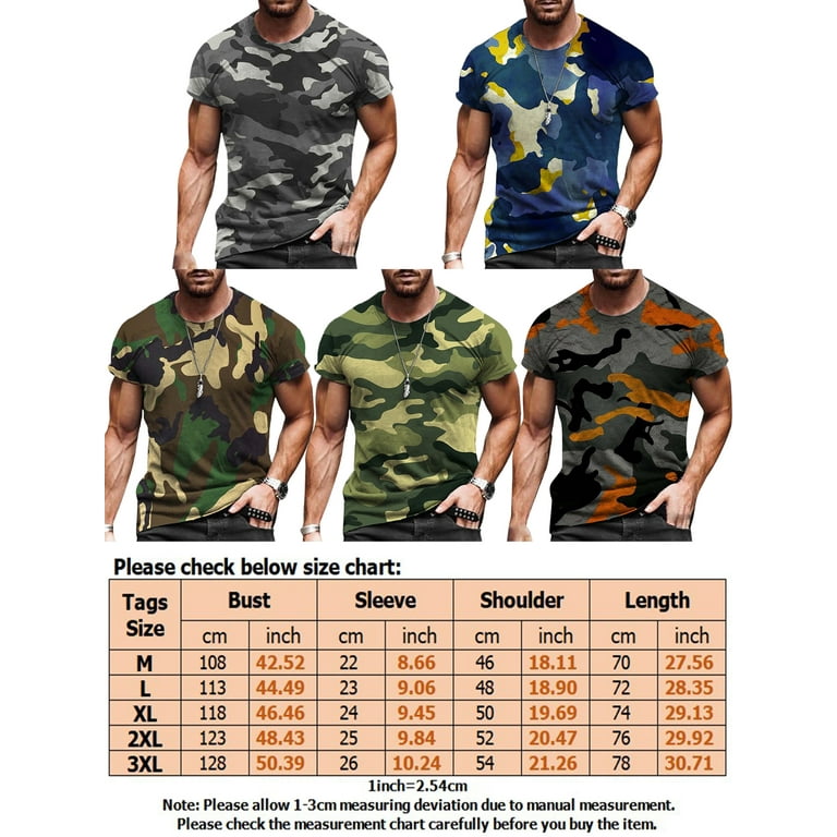 Niuer Mens Fashion Camo Print Basic Tee Men Fitness T Shirts