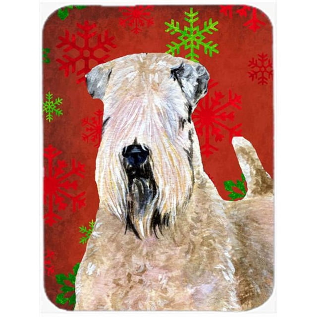Carolines Treasures SS4700LCB Wheaten Terrier Flocons de Neige Rouges Enduits Doux Noël- Planche à Découper en Verre - Grande