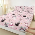 thumbnail image 3 of Homewish Cute Cartoon Kitten Bed Sheets,Merry Christmas Xmas Tree King Sheets,Colorful Snowflake Sheet Set For Girls Kids,Luxury Bedroom Decor,4 Pieces, 3 of 7