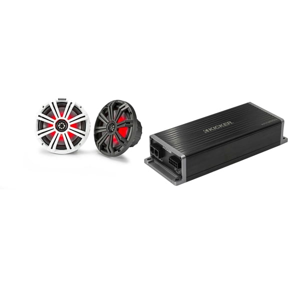 Kicker Marine KPX300.4 Powersports Amp & 8" Marine LED Speakers