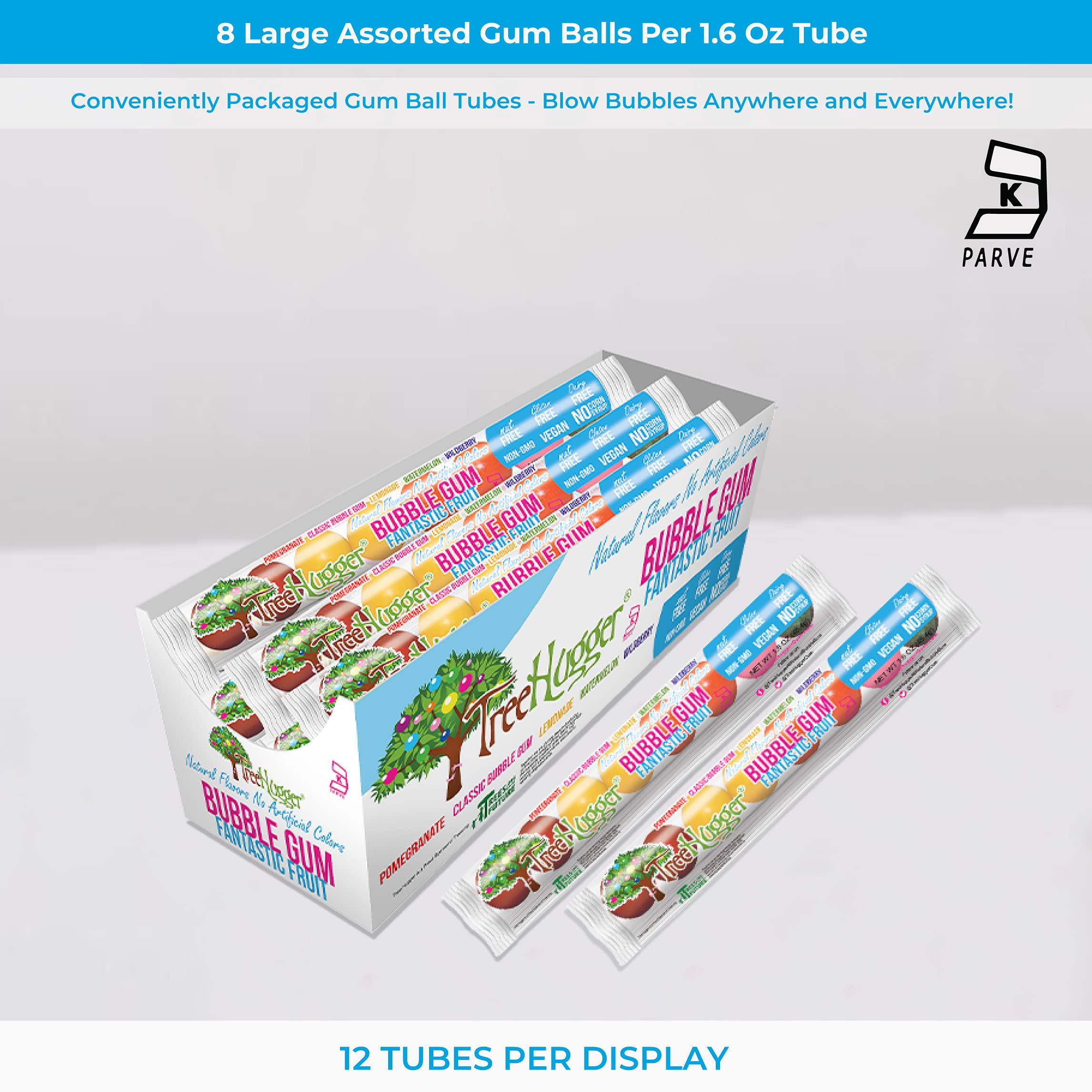 Tree Hugger All Natural Bubble Gum, Fantastic Fruit, 1.6 Ounce (Pack of 12)
