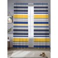 thumbnail image 2 of Navy Blue Yellow Striped Semi Sheer Curtains 108 Inch Length 2 Panels Set, Farmhouse Vintage Stripe Sheer Kitchen Curtain Privacy Voile Window Curtain for Living Room Bedroom Rod Pocket Drapes, 2 of 7