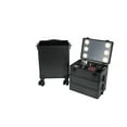 thumbnail image 3 of Ktaxon 4 in 1 Professional Rolling Makeup Train Case, Travel Trolley Storage Cosmetic Organizer with LED Bulb and Mirror, Black, 3 of 10