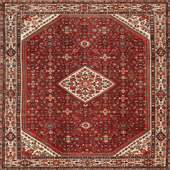 Ahgly Company Indoor Square Traditional Orange Salmon Pink Medallion Area Rugs, 5' Square