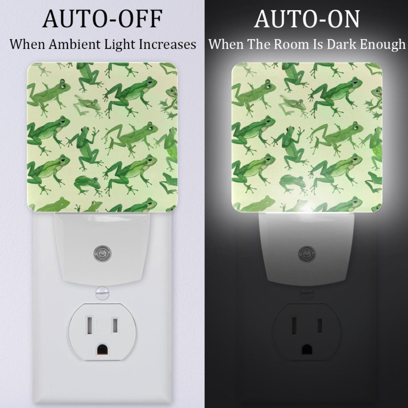 PhooArto Green Frog Pattern Plug in LED Night Light Auto Sensor Dusk to Dawn Decorative Night for Bedroom, Bathroom, Kitchen, Hallway, Stairs, Baby's Room, Energy Saving