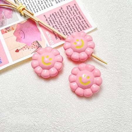 Dopamine Style Opaque Acrylic Beads Flower with Pink 23.5x24x11.5mm Hole: 3.5mm