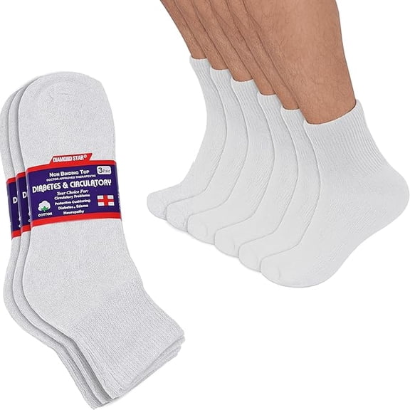 Diabetic Ankle Socks, Non-Binding Circulatory Cushion Cotton Quarter Socks for Men’s Women’s (White - 12 Pairs, Socks Size 10-13, Fit Men's Shoe Size 7-12)