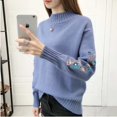 thumbnail image 1 of Suéteres de cuello alto medio con bordado para mujer, jerseys versátiles de color liso, camisetas casuales de manga larga, otoño e invierno, nueva moda, 1 of 5