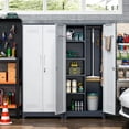 thumbnail image 7 of Metal Storage Cabinet 72" Tall, Garage Storage Cabinet with Lockable Doors & Shelves, Utility Broom Closet, Steel Tool Cabinet for Garage, Laundry Room, Home Office, Grey/White, 7 of 7