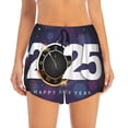 thumbnail image 2 of Balery 2025 Happy New Year 4 Pantalones cortos deportivos para mujer con forro y dos bolsillos, elásticos, para entrenamiento, gimnasio, yoga-Small, 2 of 7