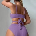 thumbnail image 3 of UTSJKR Women's Solid Color Loose Fit Two Piece Bikini, Wire Free Casual Bathing Suit, Summer Pool Side Basic Swimwear Purple XL, 3 of 5