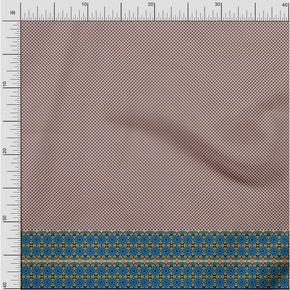 Soimoi Poly Crepe Fabric Mandala & Shield Symbol Panel Fabric Prints by Yard 42 Inch Wide